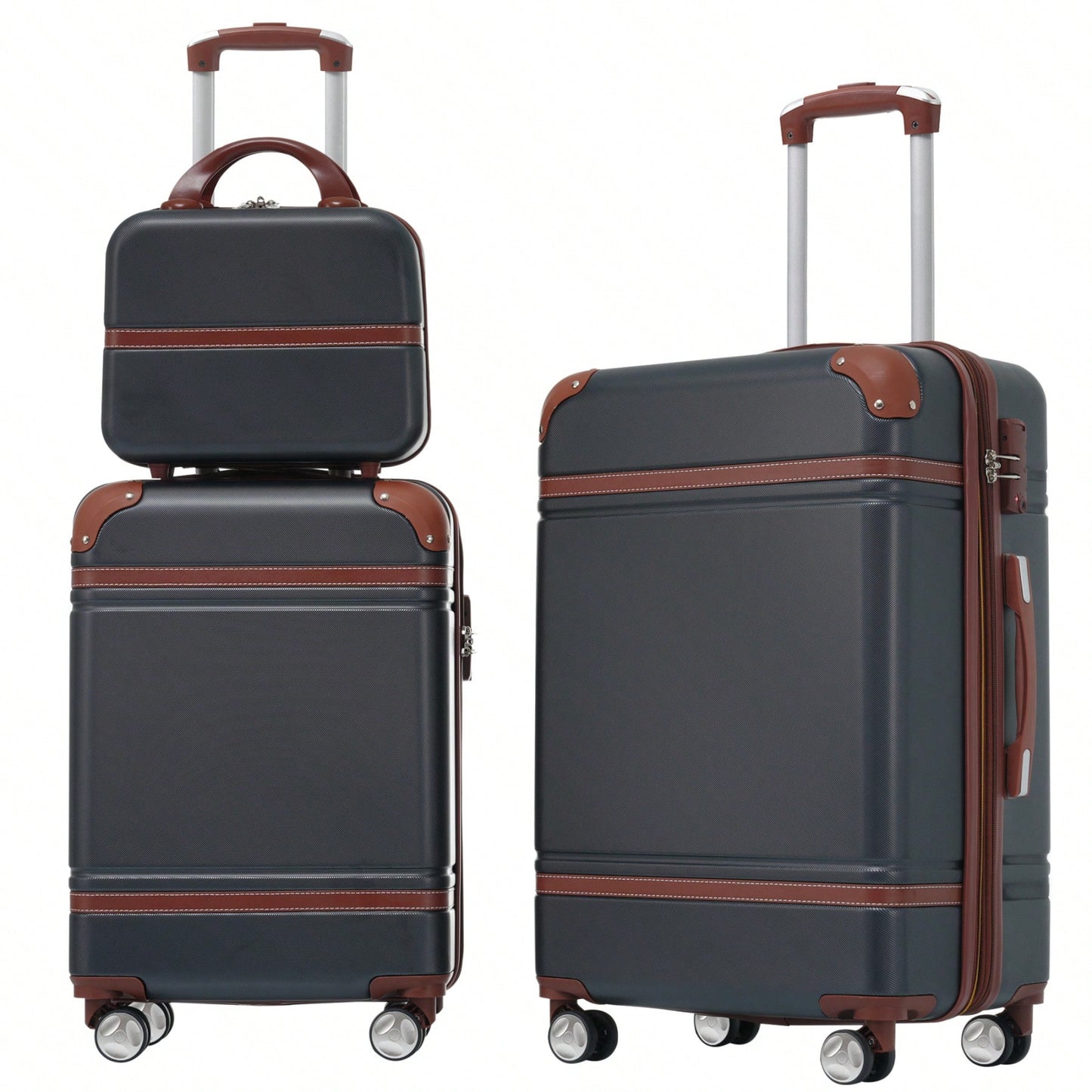 3 Piece Expandable Hardside Luggage Set with TSA Lock 20 24 Inch Suitcases and Cosmetic Case Lightweight Durable ABS 360 Degree Wheels