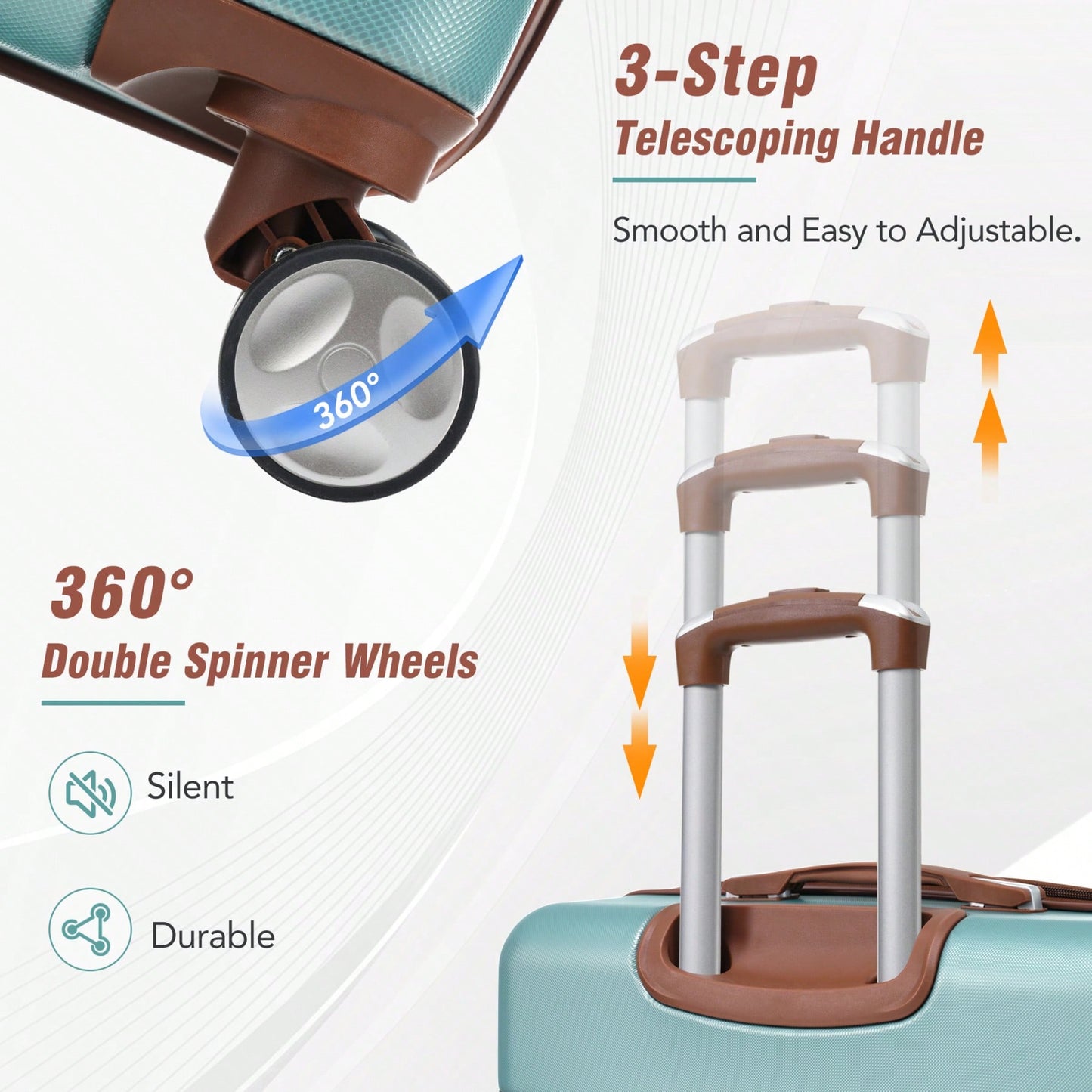 3 Piece Expandable Hardside Luggage Set with TSA Lock 20 24 Inch Suitcases and Cosmetic Case Lightweight Durable ABS 360 Degree Wheels
