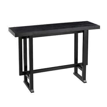 Extra Long Adjustable Height Black Entryway Bar Table for Kitchen Dining Living Room Hallway with Ergonomic Footrest and Sturdy Rubber