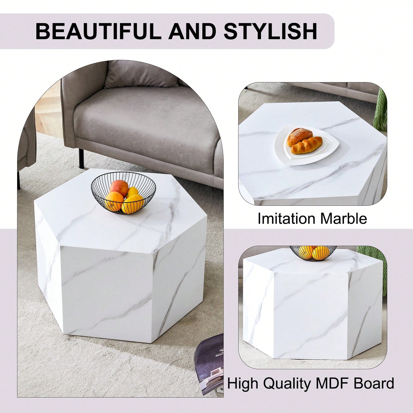 Stylish MDF Coffee Table With Unique Texture Patterns For Modern Living Room Decor