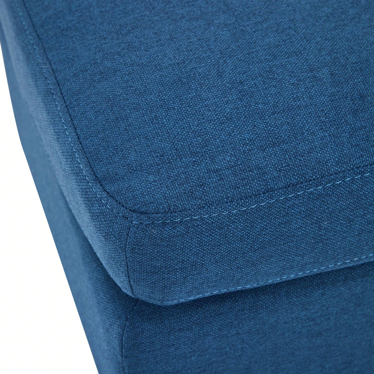 Contemporary Navy Blue Ottoman With Birch Wood Legs For Versatile Home Use