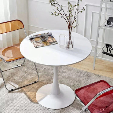 Modern Round Dining Table With MDF Top And Steel Base For Kitchen And Living Room 24 Inch