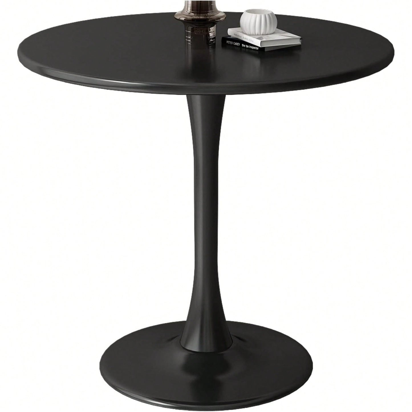 Modern Round Dining Table With MDF Top And Steel Base For Kitchen, Living Room, And Small Spaces, 24 Inch