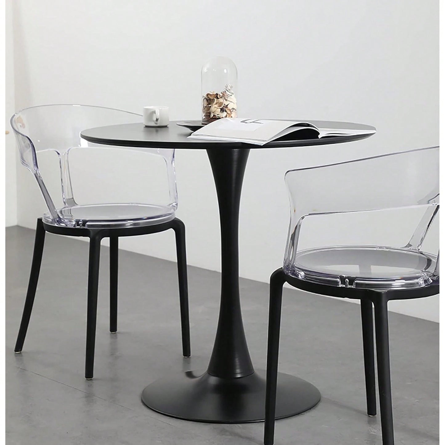 Modern Round Dining Table With MDF Top And Steel Base For Kitchen, Living Room, And Small Spaces, 24 Inch