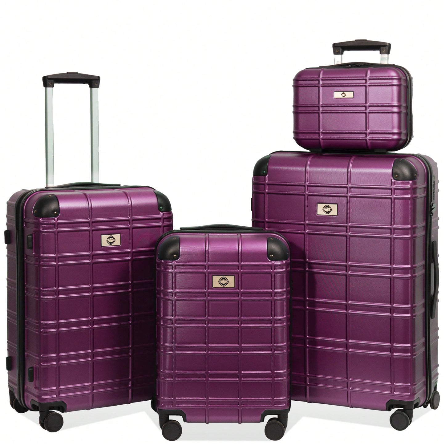 Lightweight Rose Gold Hardshell Luggage Set 4pcs with 360-Degree Spinner Wheels and TSA Lock Suitcases for Travel 12 20 24 28 Inches