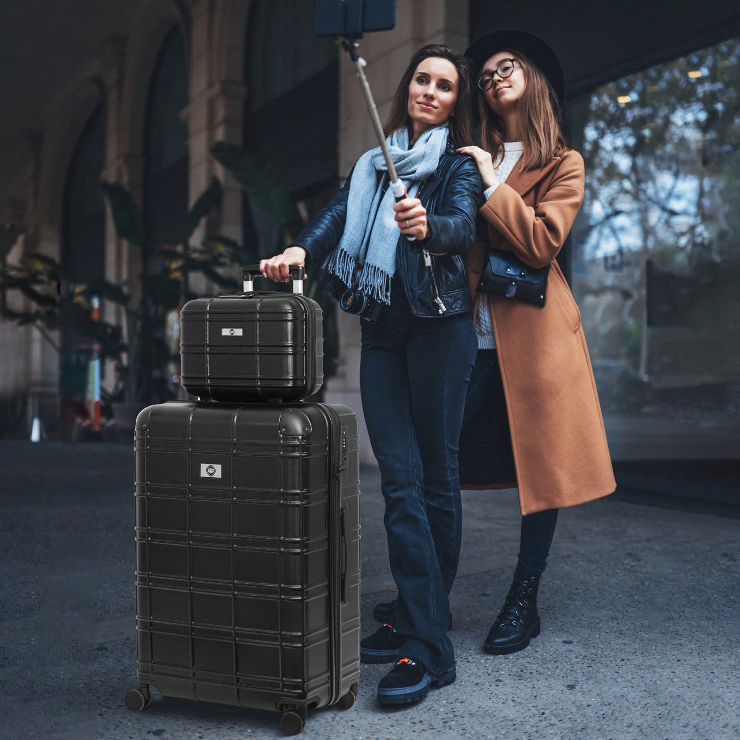 Lightweight Rose Gold Hardshell Luggage Set 4pcs with 360-Degree Spinner Wheels and TSA Lock Suitcases for Travel 12 20 24 28 Inches