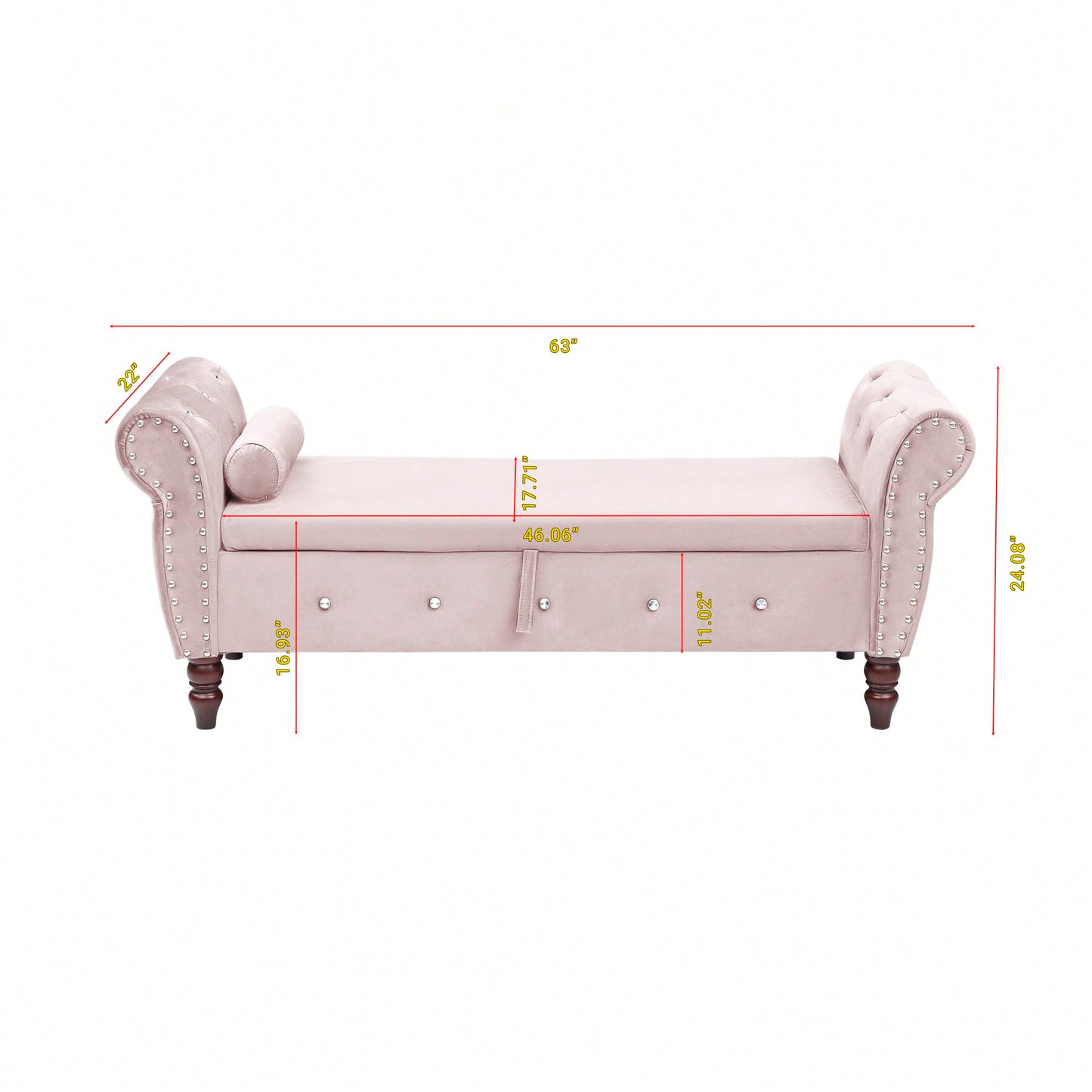 Velvet Multifunctional Storage Ottoman Bench With Crystal Buckle And Solid Wood Legs, Beige, Perfect For Living Room, Bedroom, And Hallway