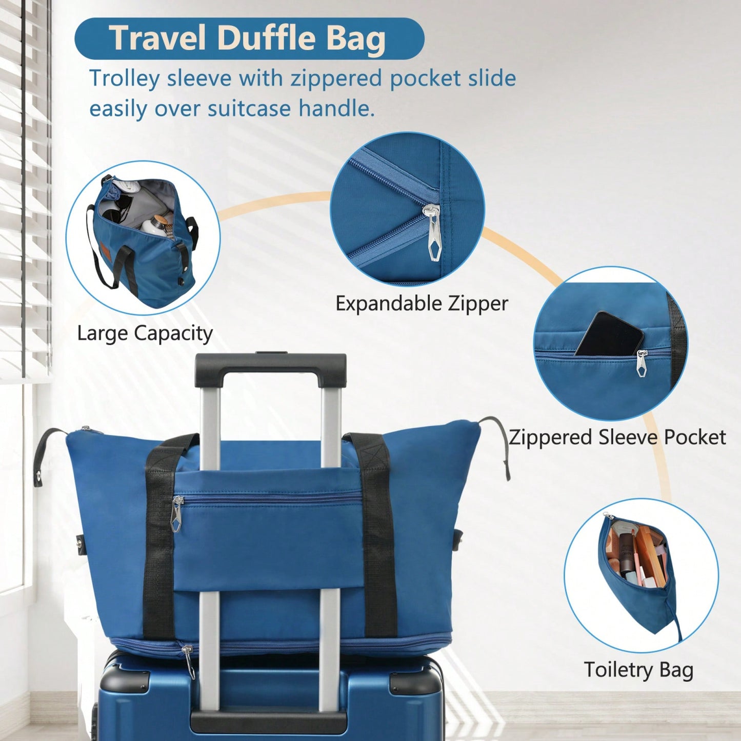 Lightweight 3 Piece Hardshell Luggage Set with TSA Lock Wheels Duffel Toiletry Bag Black Brown