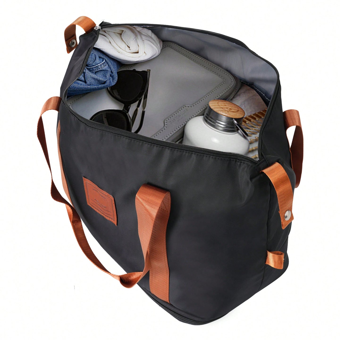 Lightweight 3 Piece Hardshell Luggage Set with TSA Lock Wheels Duffel Toiletry Bag Black Brown