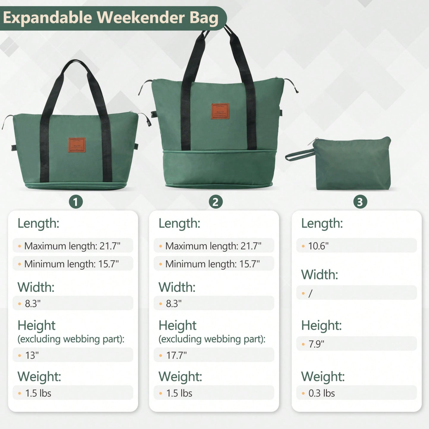 Lightweight 3 Piece Hardshell Luggage Set with TSA Lock Wheels Duffel Toiletry Bag Black Brown