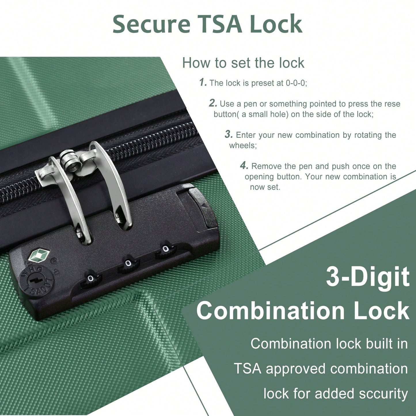Lightweight 3 Piece Hardshell Luggage Set with TSA Lock Wheels Duffel Toiletry Bag Black Brown