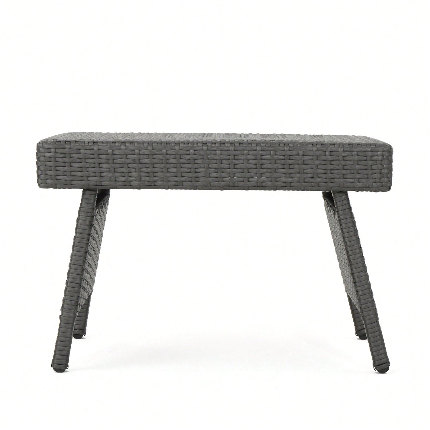 Transitional Faux Rattan Wicker Snack Table With Iron Frame No Assembly Required