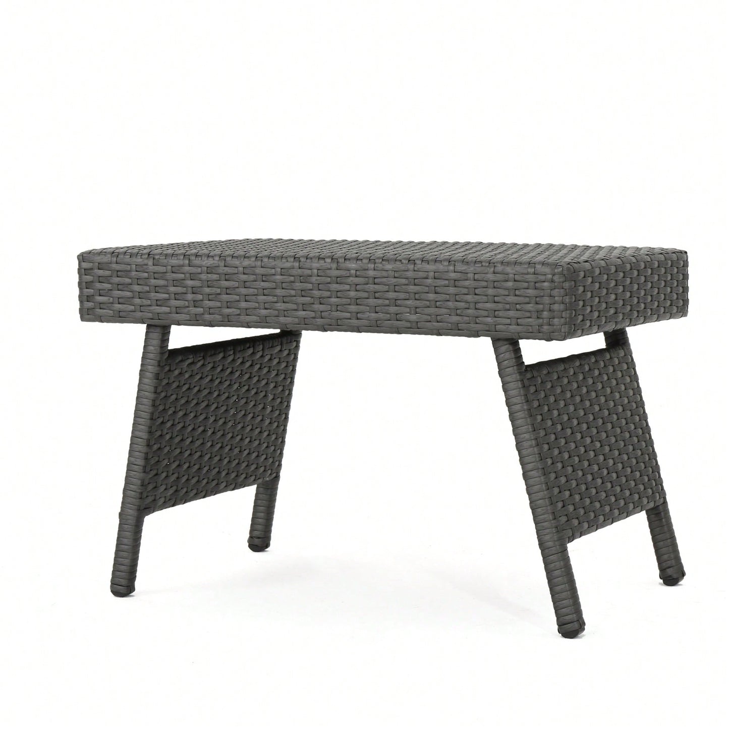 Transitional Faux Rattan Wicker Snack Table With Iron Frame No Assembly Required