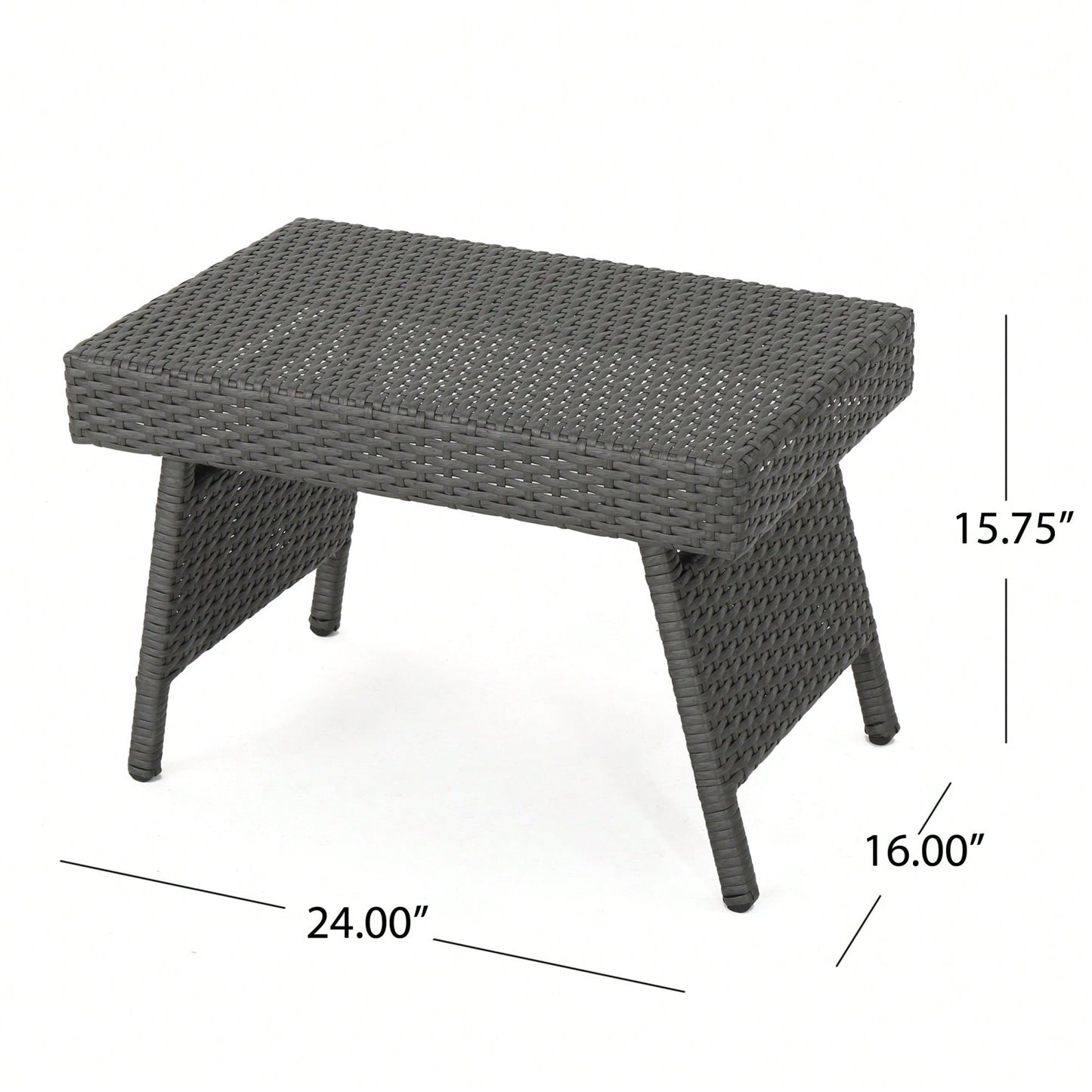 Transitional Faux Rattan Wicker Snack Table With Iron Frame No Assembly Required