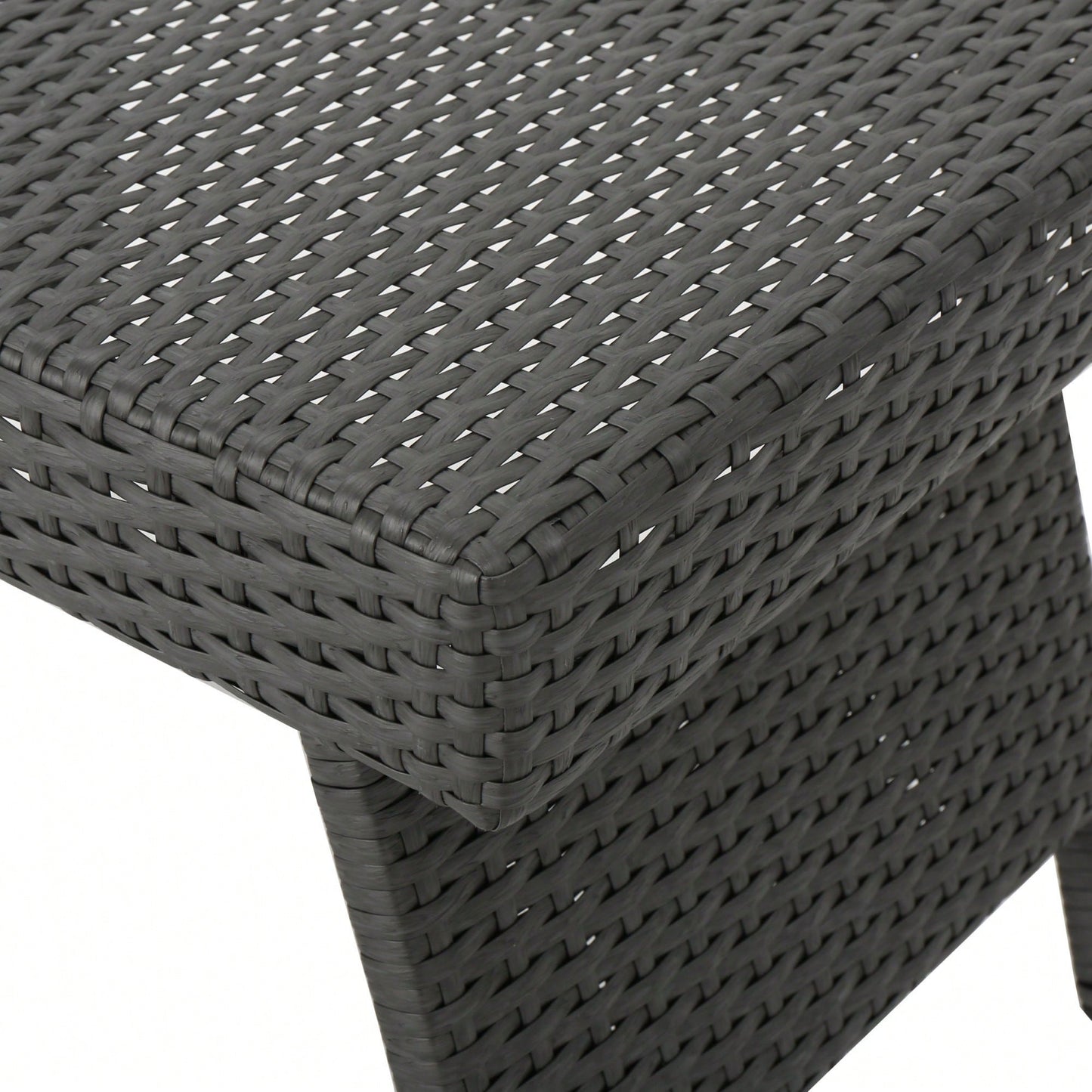 Transitional Faux Rattan Wicker Snack Table With Iron Frame No Assembly Required
