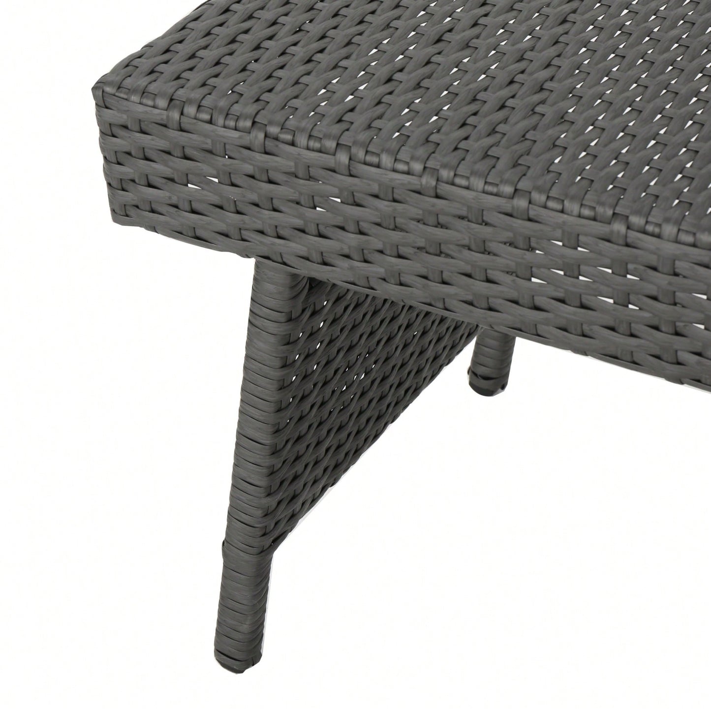 Transitional Faux Rattan Wicker Snack Table With Iron Frame No Assembly Required