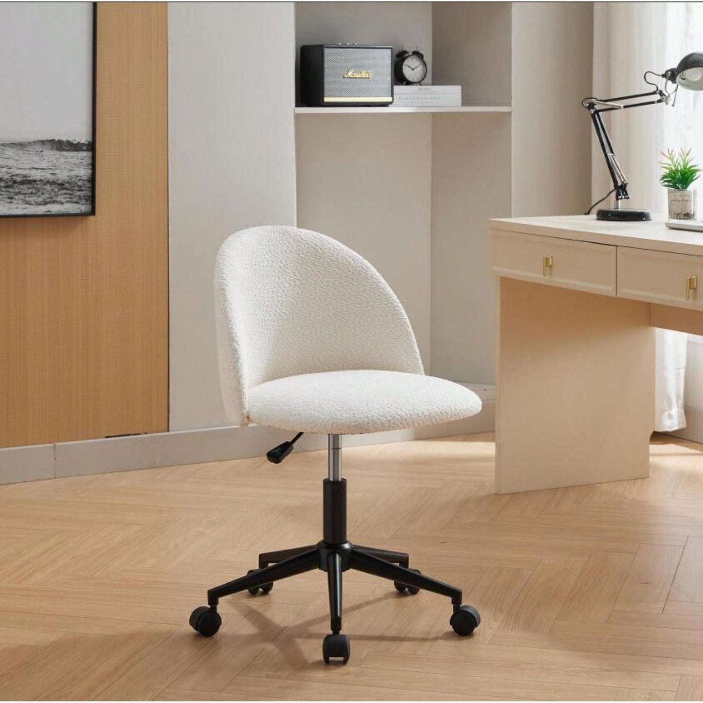 Stylish Velvet Office Chair With Adjustable Height And Ergonomic U-Shaped Design