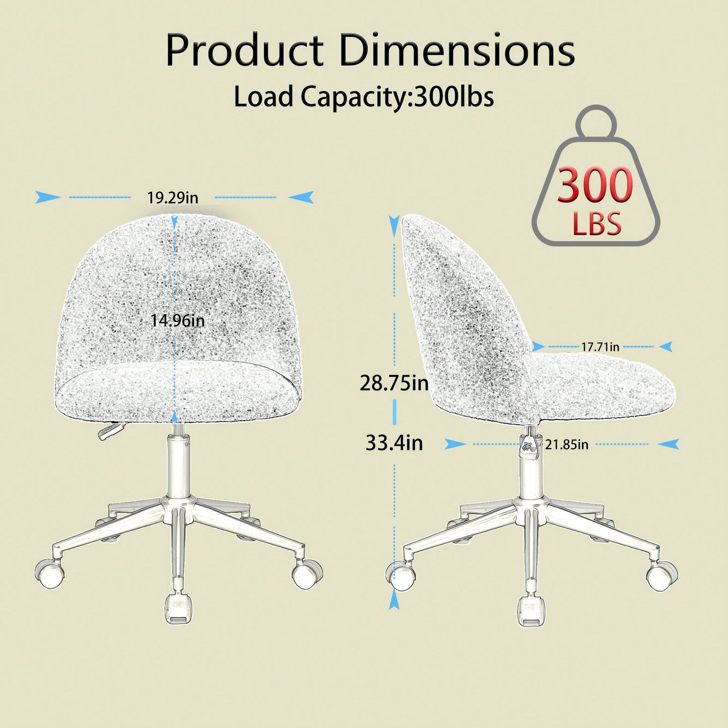 Stylish Velvet Office Chair With Adjustable Height And Ergonomic U-Shaped Design