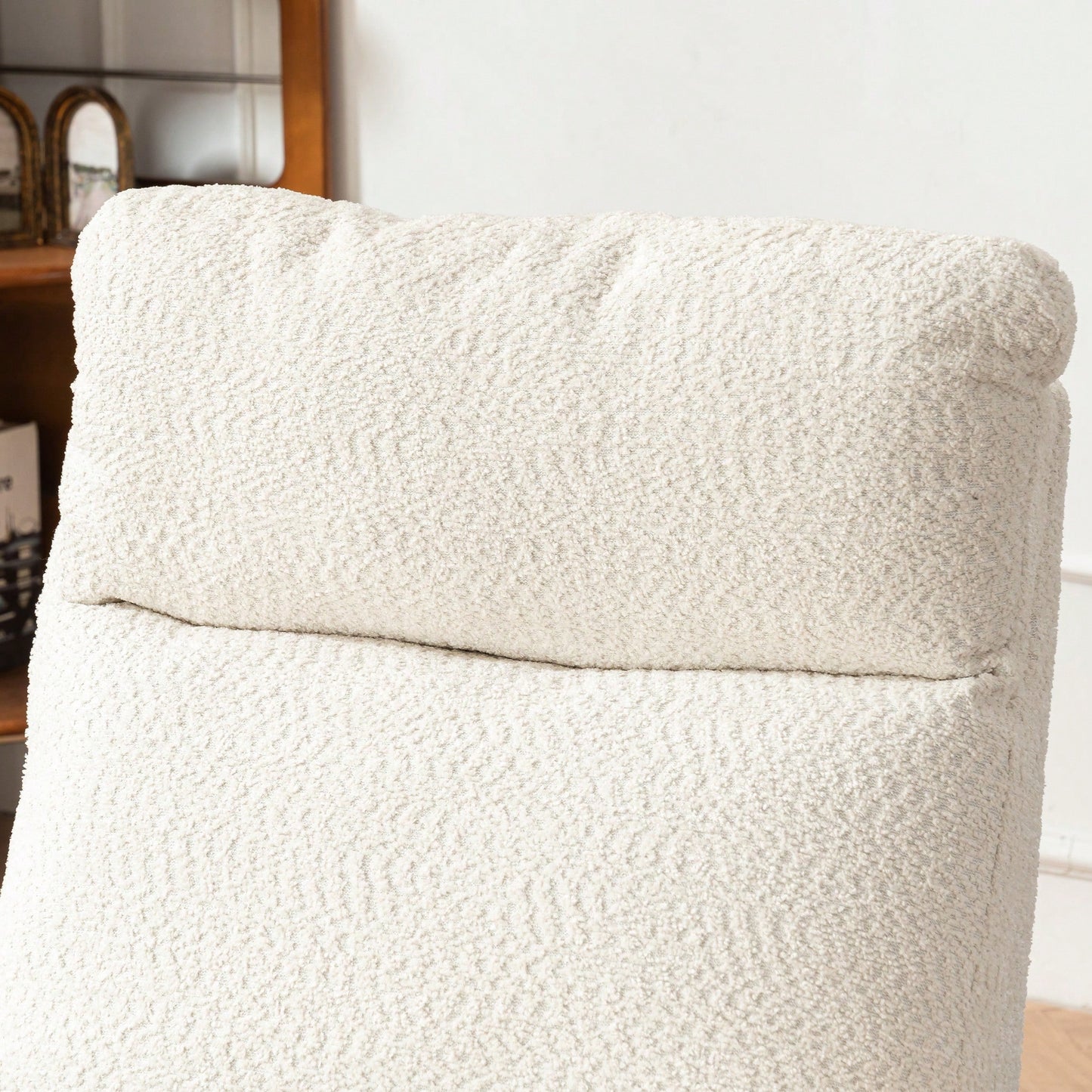 Comfortable High Back Upholstered Rocking Chair With Footrest And Side Pocket For Living Room Nursery Bedroom