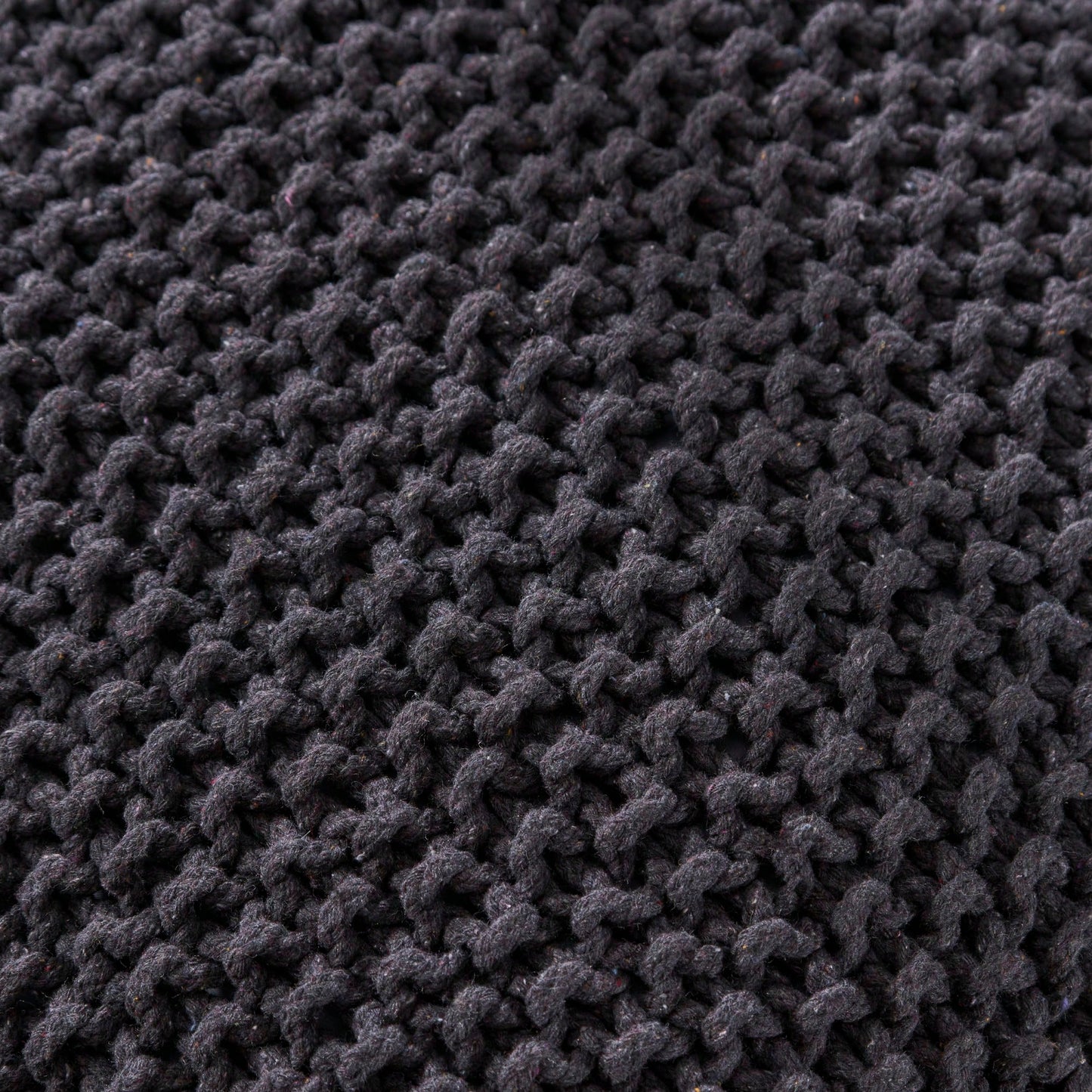 Knitted Cotton Square Pouf Cube Dark Grey 20x20x16 For Extra Seating Or Footrest