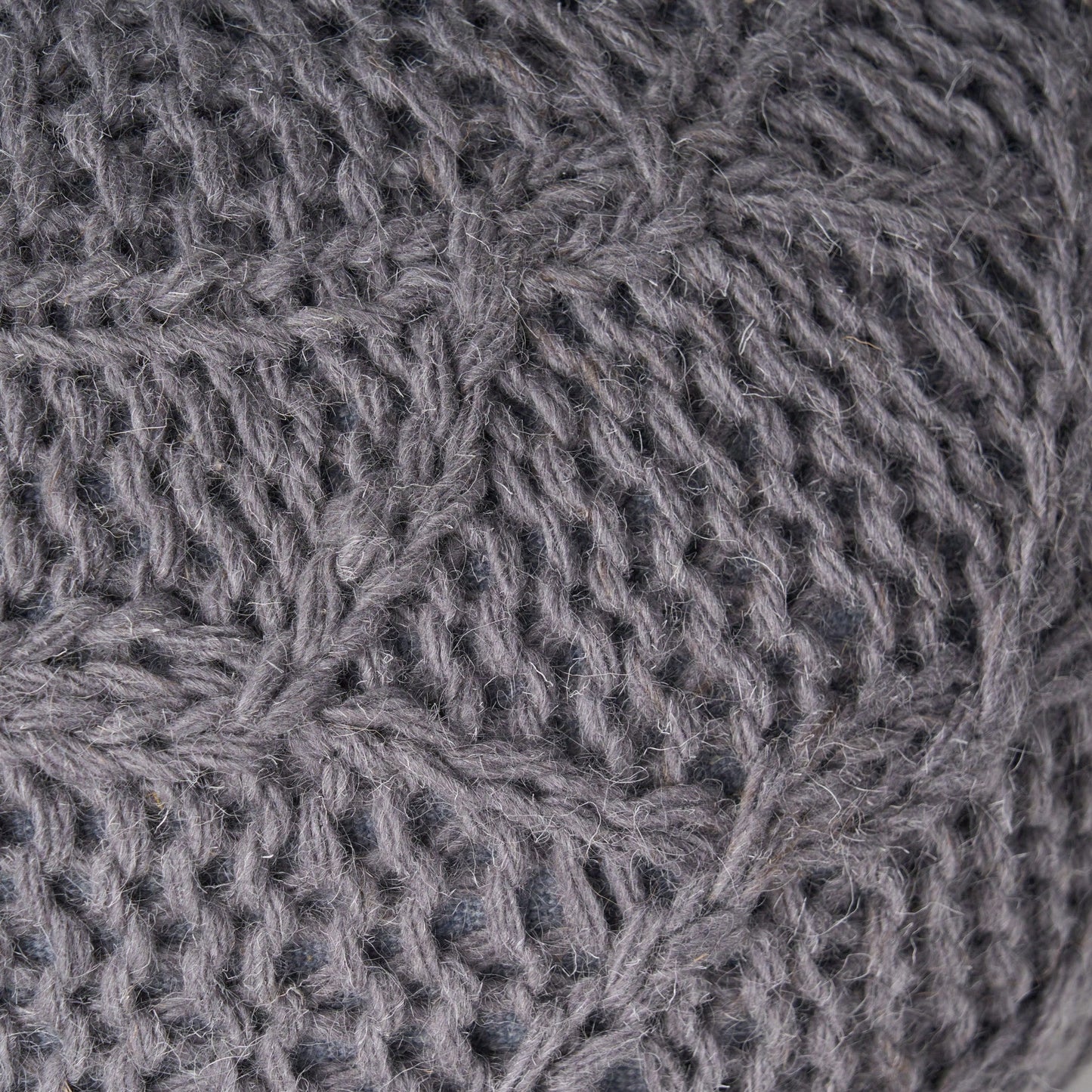 Modern Handcrafted Knitted Wool Round Pouf 20x20 For Cozy Home Decor
