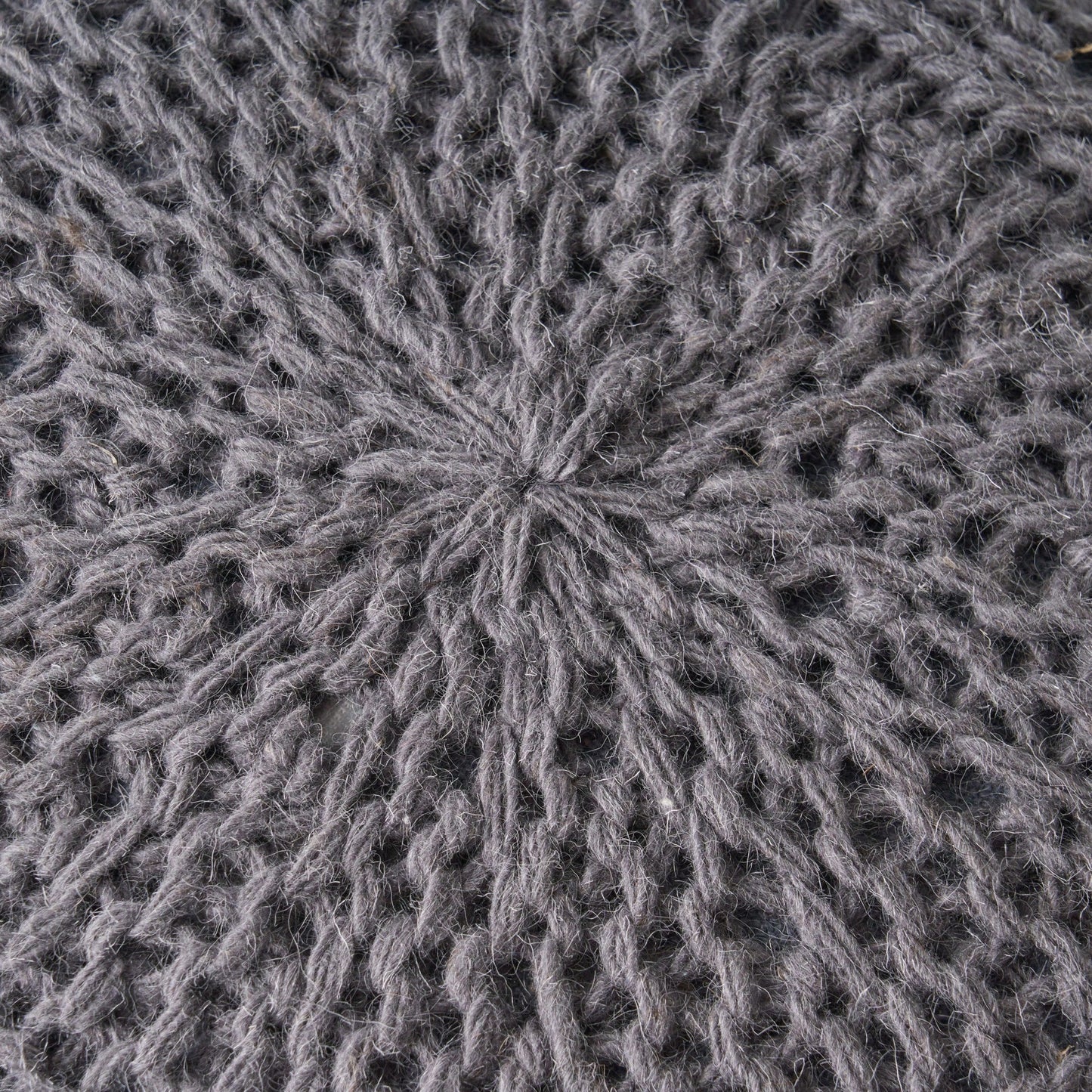 Modern Handcrafted Knitted Wool Round Pouf 20x20 For Cozy Home Decor