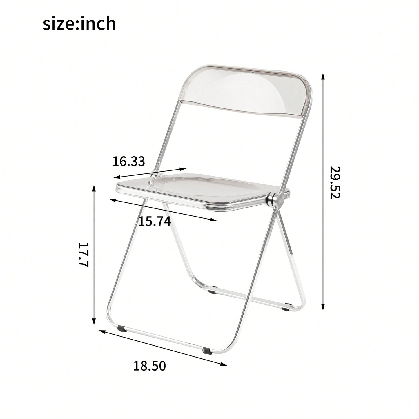 Transparent Stackable Folding Chair With Acrylic Seat And Chrome Frame For Versatile Indoor And Outdoor Use
