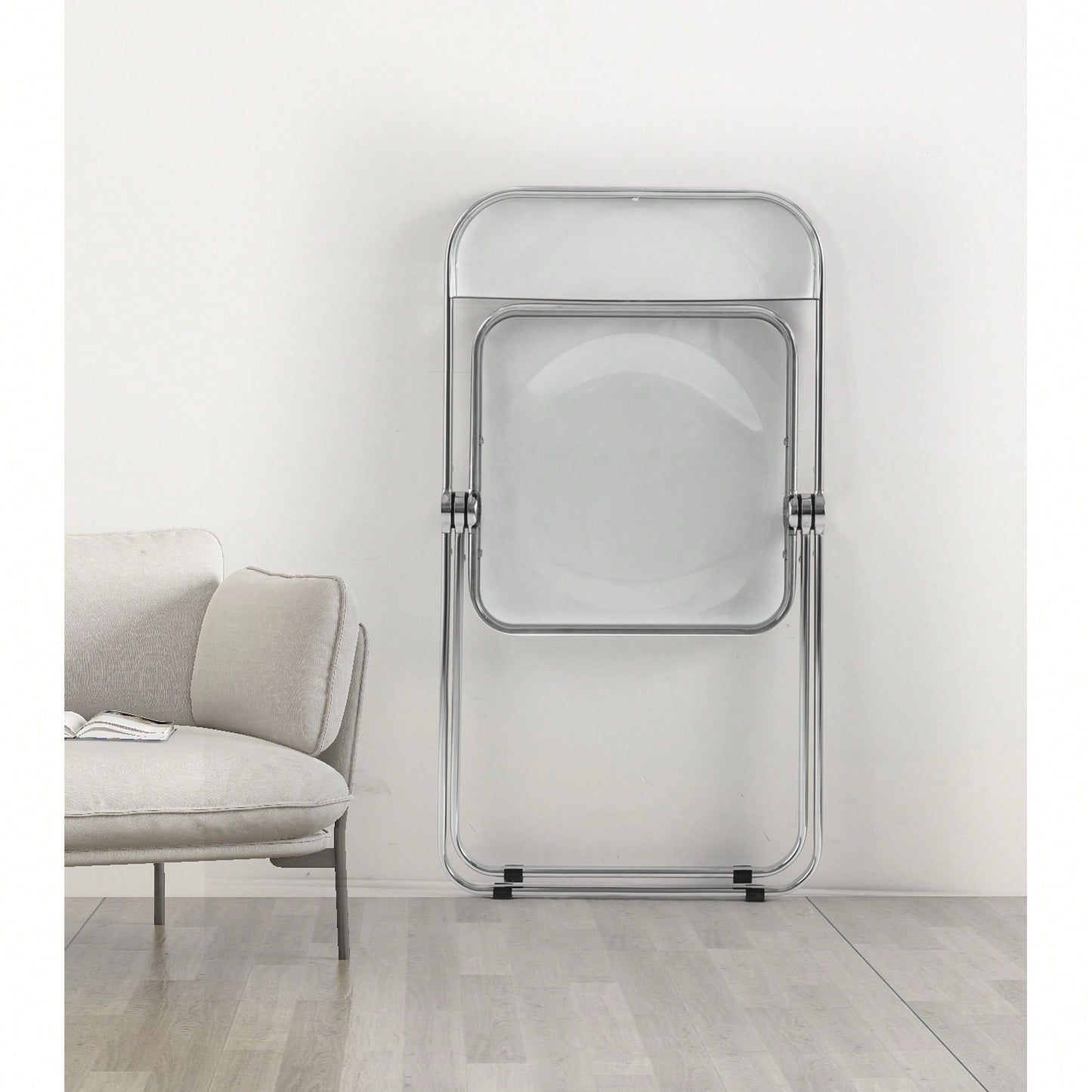 Transparent Stackable Folding Chair With Acrylic Seat And Chrome Frame For Versatile Indoor And Outdoor Use