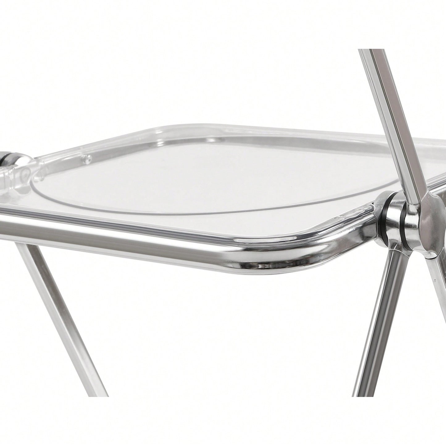 Transparent Stackable Folding Chair With Acrylic Seat And Chrome Frame For Versatile Indoor And Outdoor Use