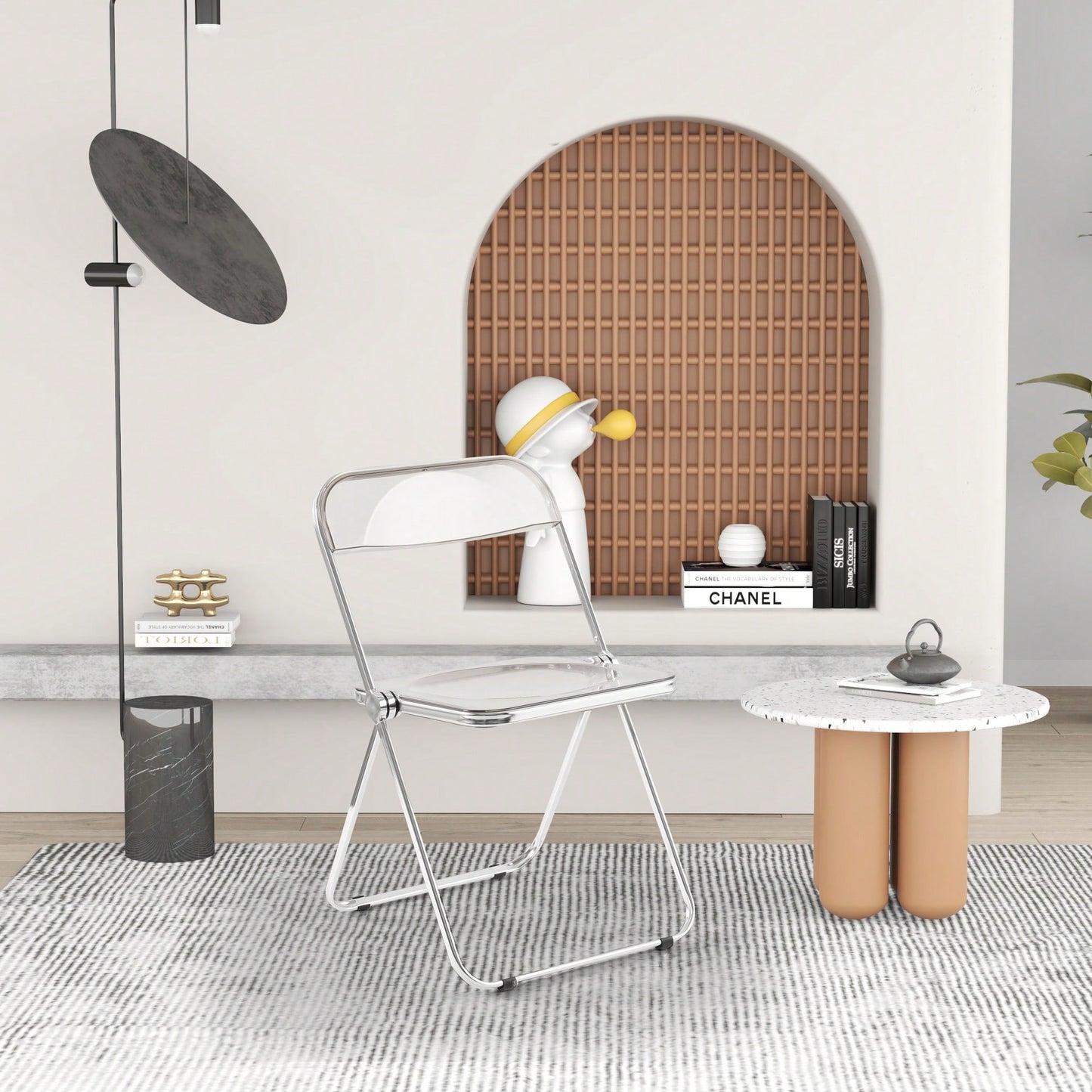 Transparent Stackable Folding Chair With Acrylic Seat And Chrome Frame For Versatile Indoor And Outdoor Use