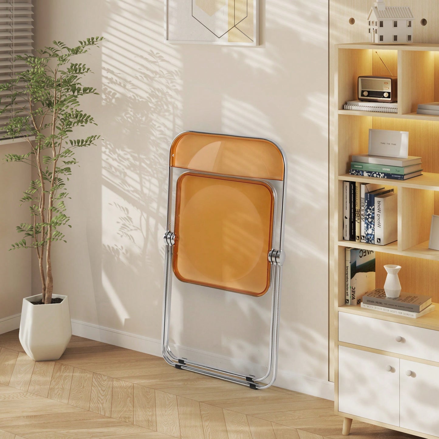 Transparent Stackable Folding Chair With Acrylic Seat And Chrome Frame For Versatile Indoor And Outdoor Use