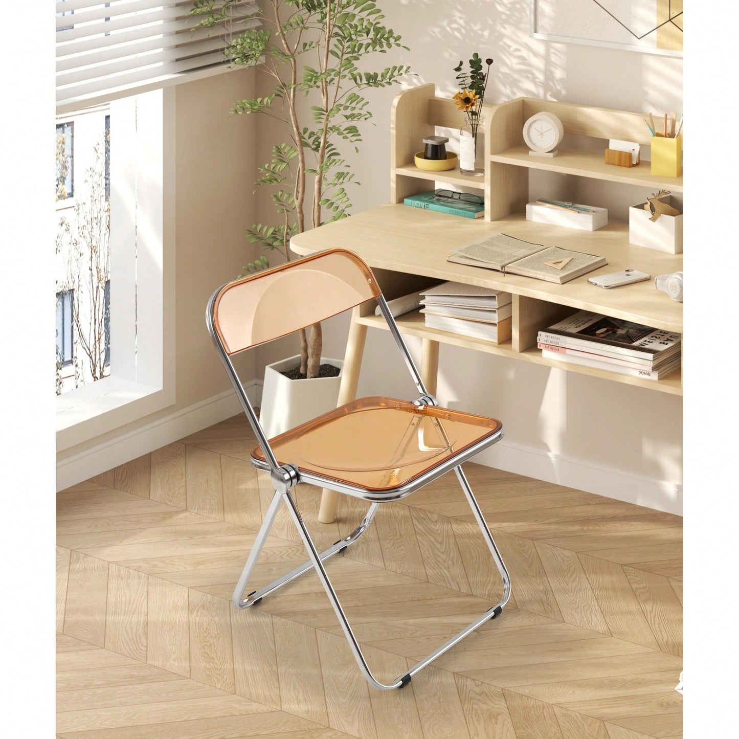 Transparent Stackable Folding Chair With Acrylic Seat And Chrome Frame For Versatile Indoor And Outdoor Use