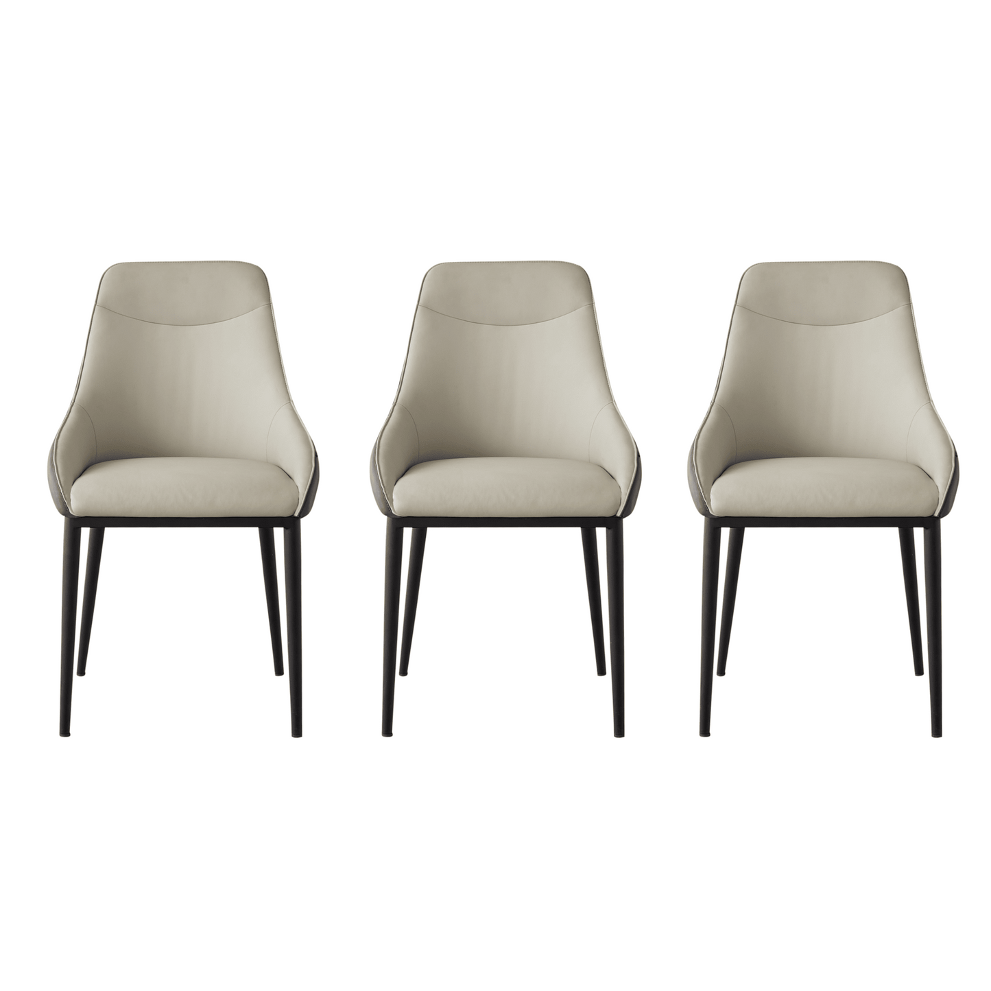 Modern PU Leather Dining Chairs With Metal Legs Set Of 2 Comfortable Wide Seat Accent Side Chairs For Kitchen Living Room