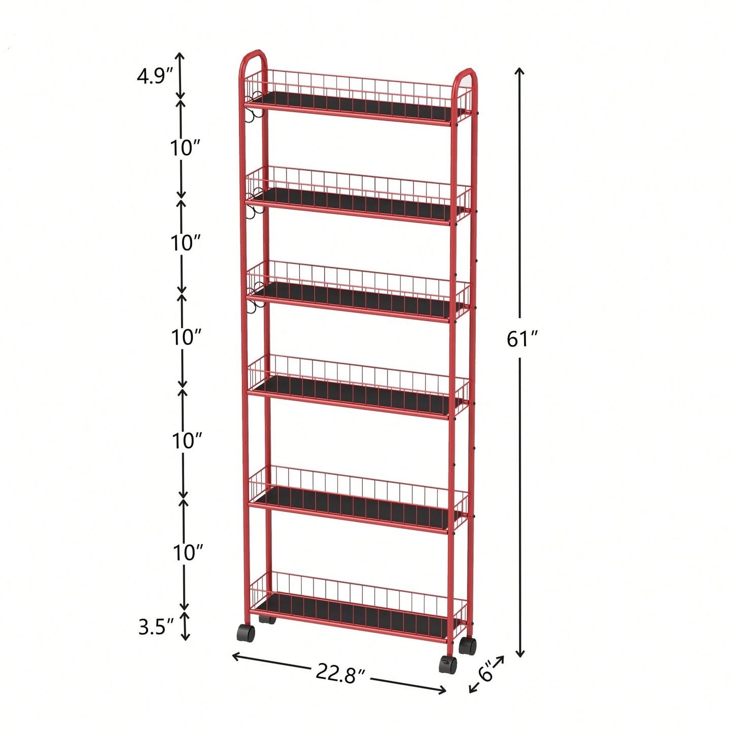 6-Tier Slim Rolling Storage Cart With Wheels For Kitchen Bathroom Laundry Utility Narrow Spaces