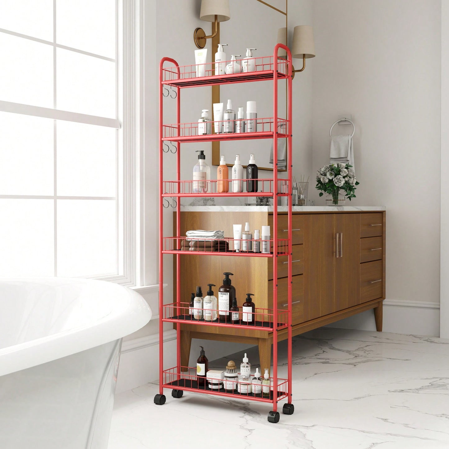 6-Tier Slim Rolling Storage Cart With Wheels For Kitchen Bathroom Laundry Utility Narrow Spaces