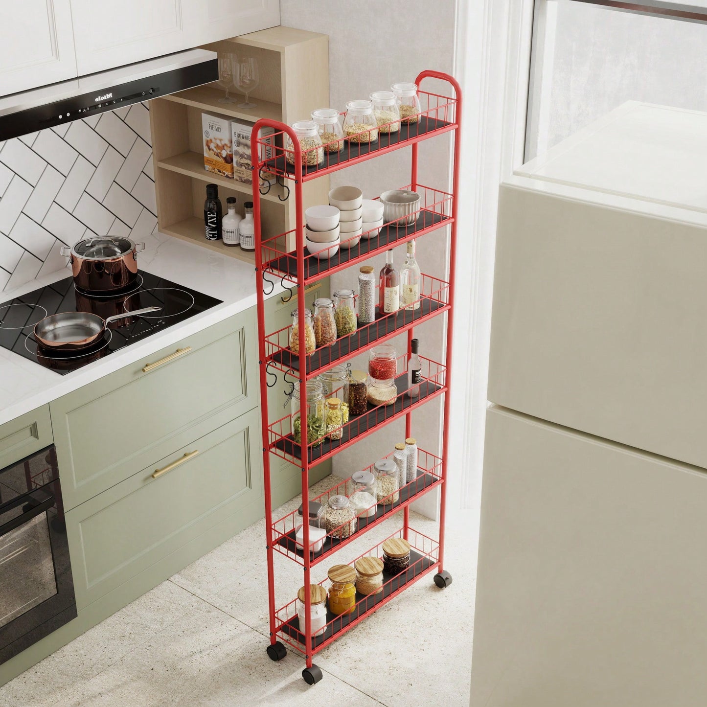 6-Tier Slim Rolling Storage Cart With Wheels For Kitchen Bathroom Laundry Utility Narrow Spaces