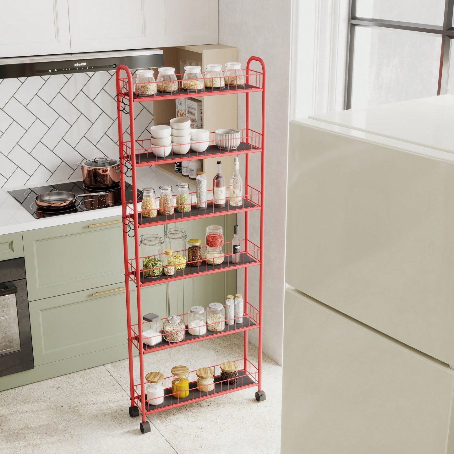 6-Tier Slim Rolling Storage Cart With Wheels For Kitchen Bathroom Laundry Utility Narrow Spaces