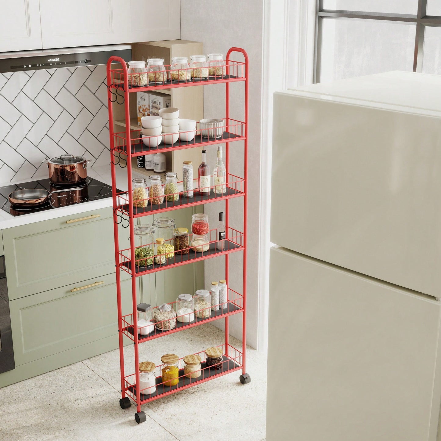 6-Tier Slim Rolling Storage Cart With Wheels For Kitchen Bathroom Laundry Utility Narrow Spaces
