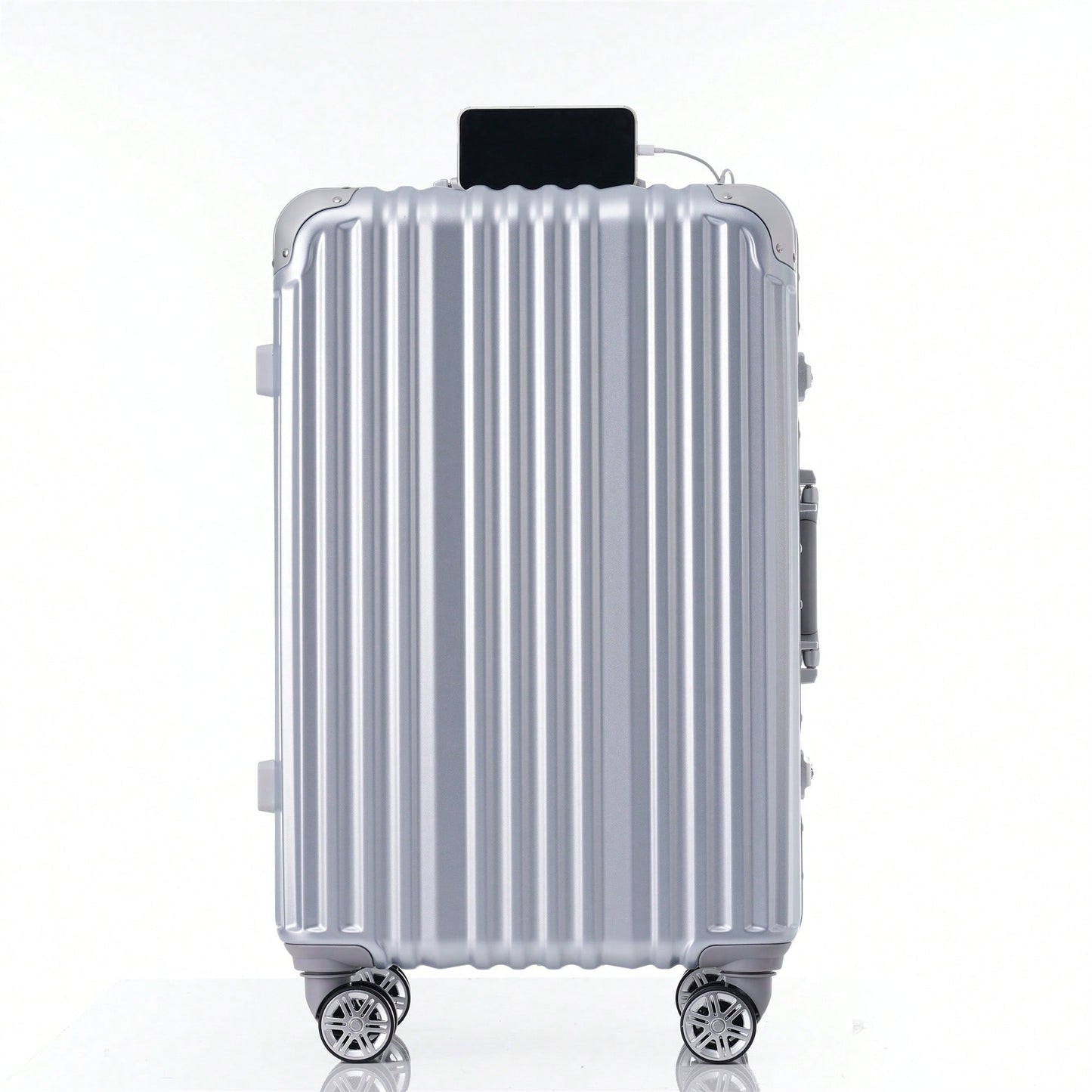 24in Aluminum Frame Carry-On Luggage With USB Port Spinner Wheels TSA Lock Travel Trolley Case For Business Trips And Beach Holidays