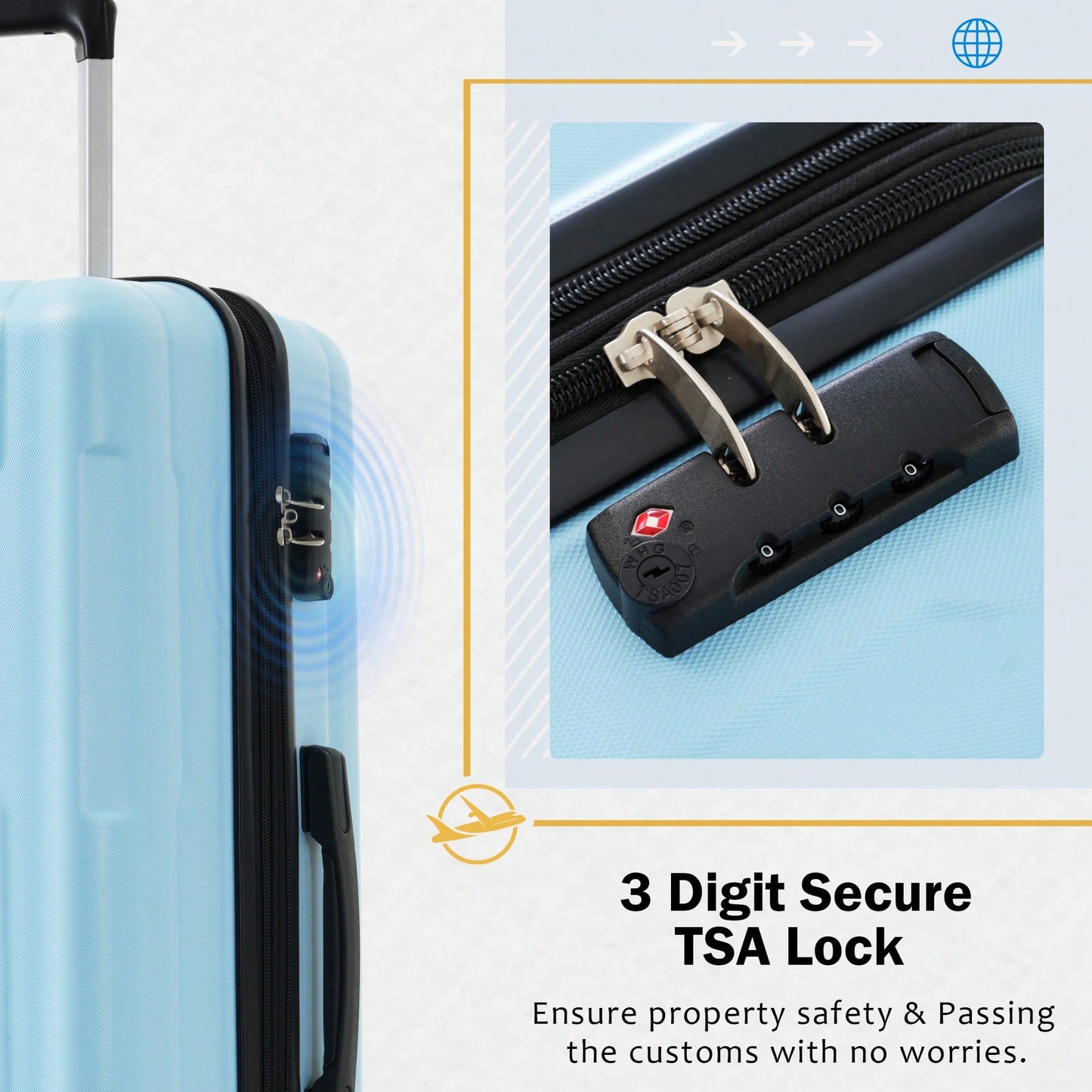 Lightweight Expandable 2 Piece Luggage Set With Spinner Wheels TSA Lock 20inch And 24inch Suitcases Travel Duffel And Toiletry Bag