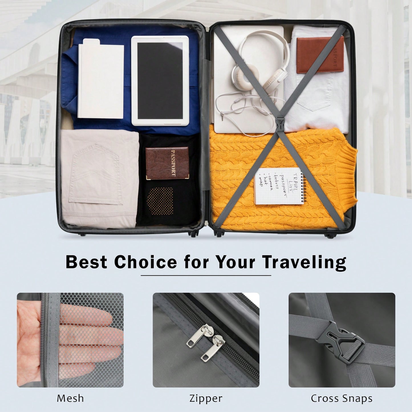 Lightweight Expandable 2 Piece Luggage Set With Spinner Wheels TSA Lock 20inch And 24inch Suitcases Travel Duffel And Toiletry Bag