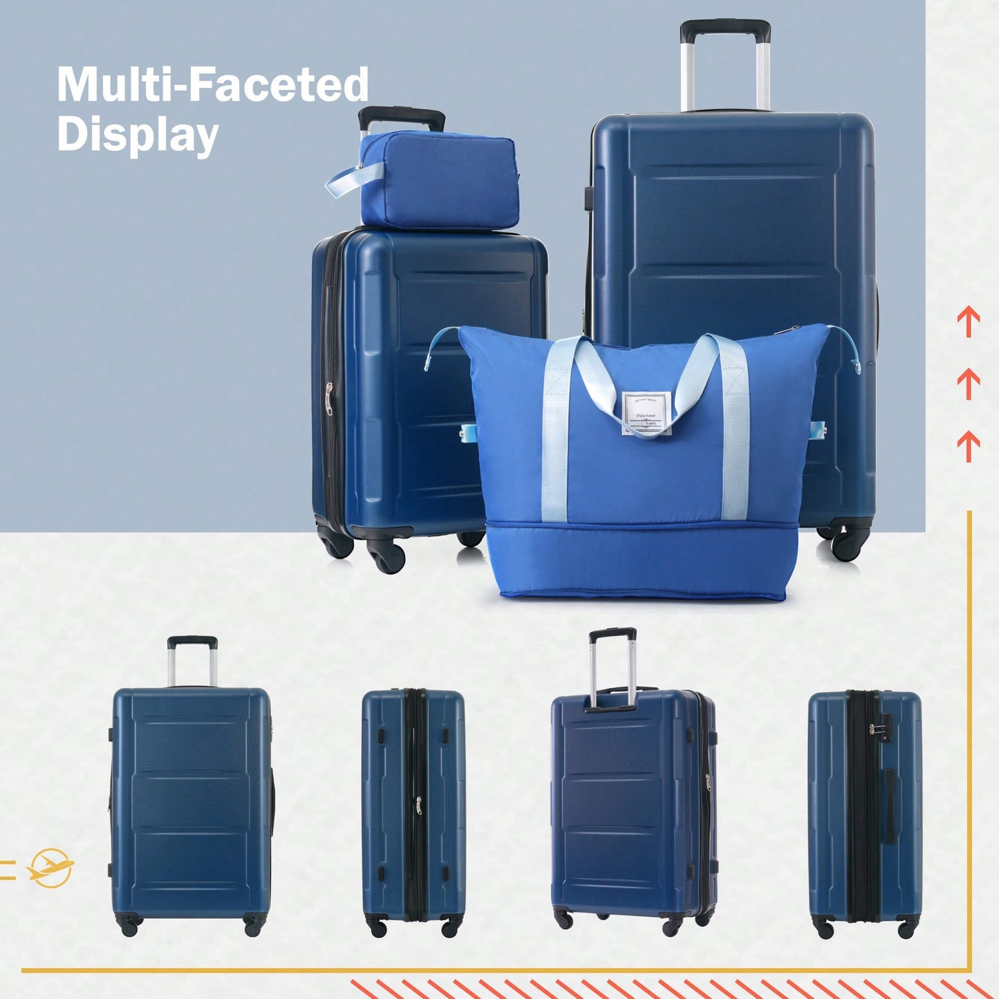 Lightweight Expandable 2 Piece Luggage Set With Spinner Wheels TSA Lock 20inch And 24inch Suitcases Travel Duffel And Toiletry Bag