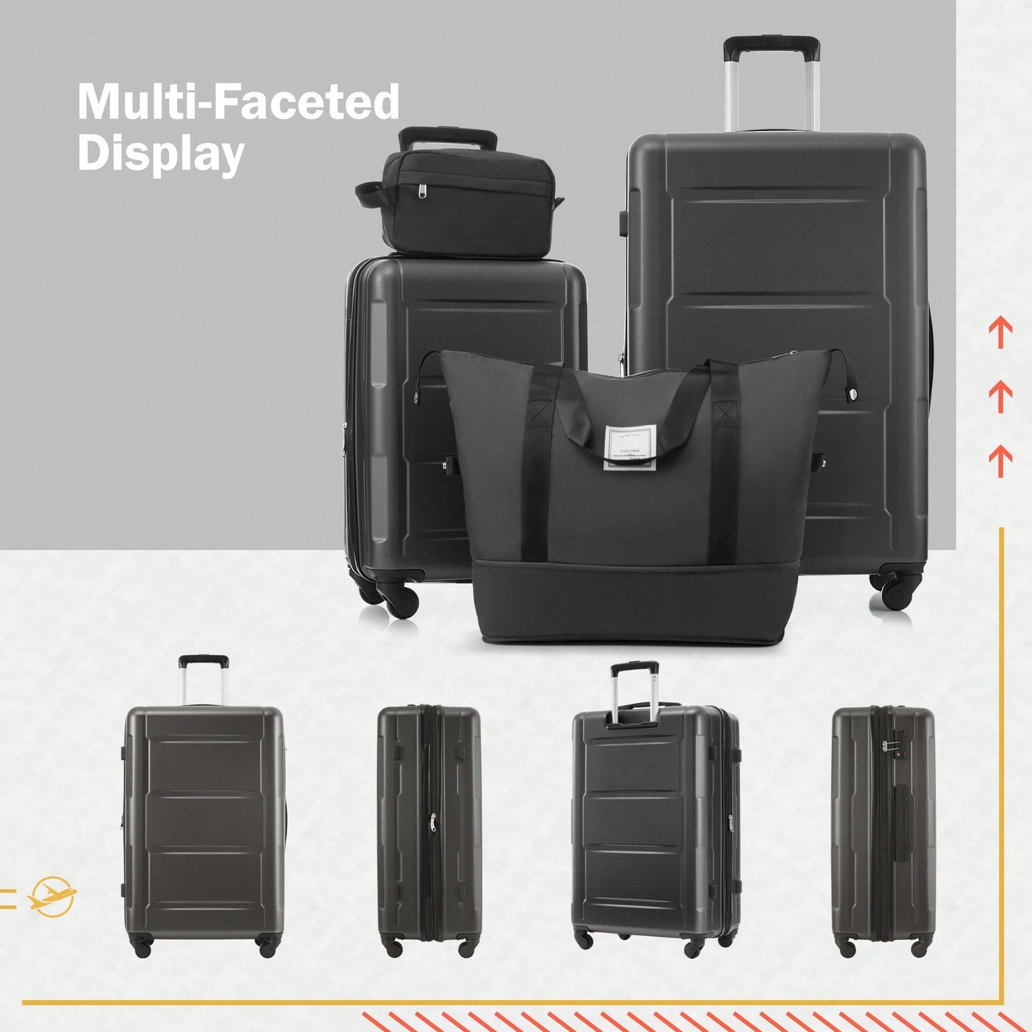Lightweight Expandable 2 Piece Luggage Set With Spinner Wheels TSA Lock 20inch And 24inch Suitcases Travel Duffel And Toiletry Bag