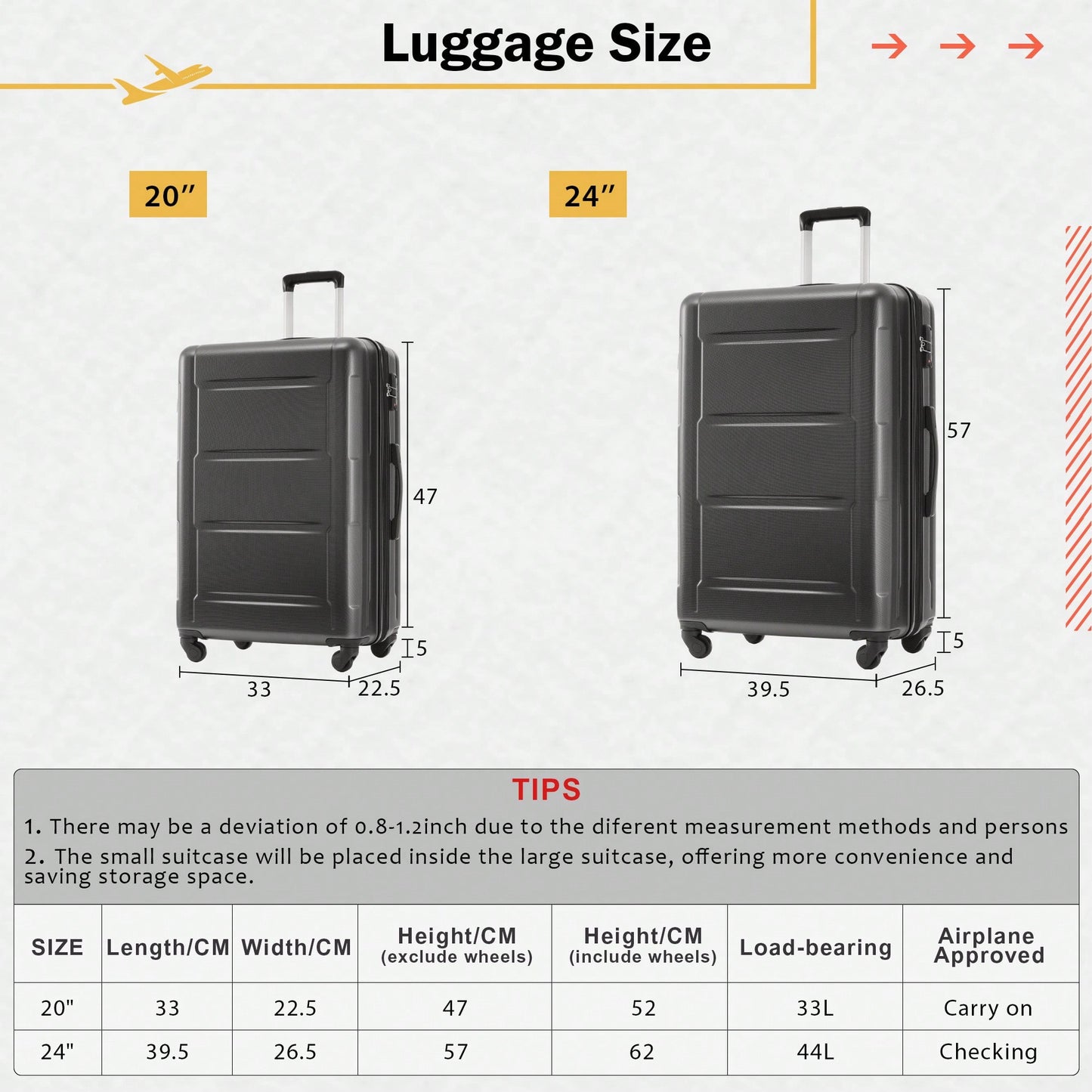 Lightweight Expandable 2 Piece Luggage Set With Spinner Wheels TSA Lock 20inch And 24inch Suitcases Travel Duffel And Toiletry Bag