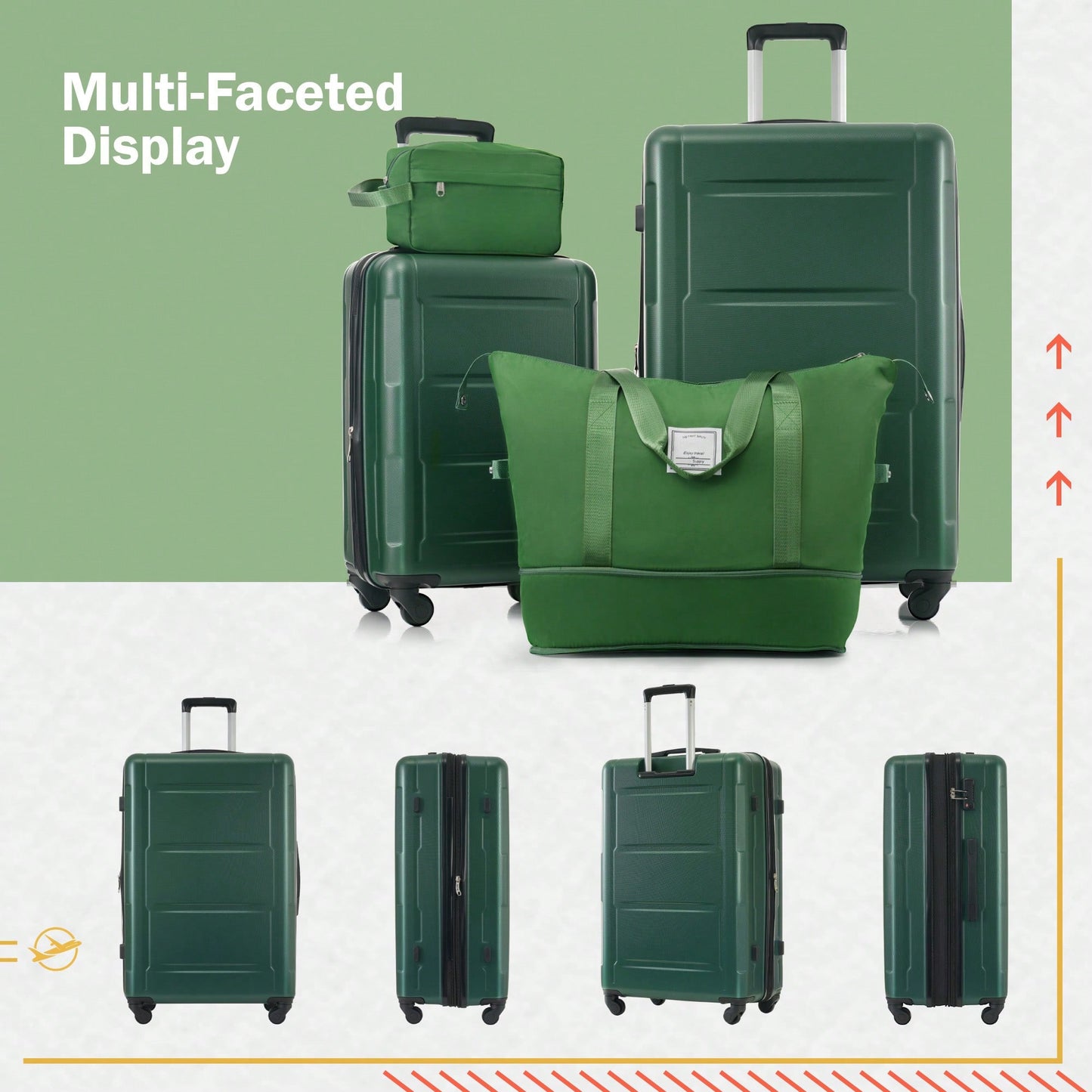 Lightweight Expandable 2 Piece Luggage Set With Spinner Wheels TSA Lock 20inch And 24inch Suitcases Travel Duffel And Toiletry Bag