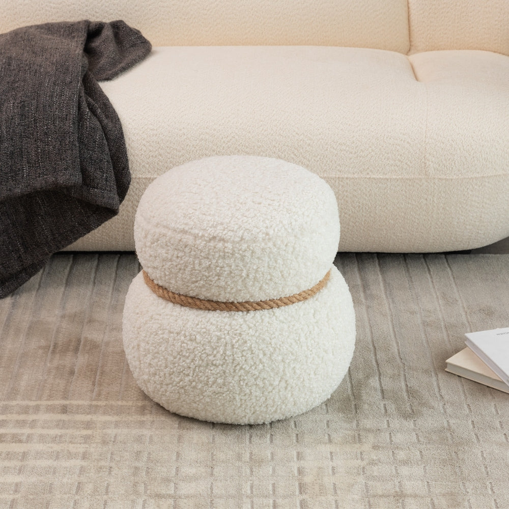 Cute Snowman Stool With Plush Cushion For Kids And Adults, Versatile Footstool And Organizer, Space-Saving Design