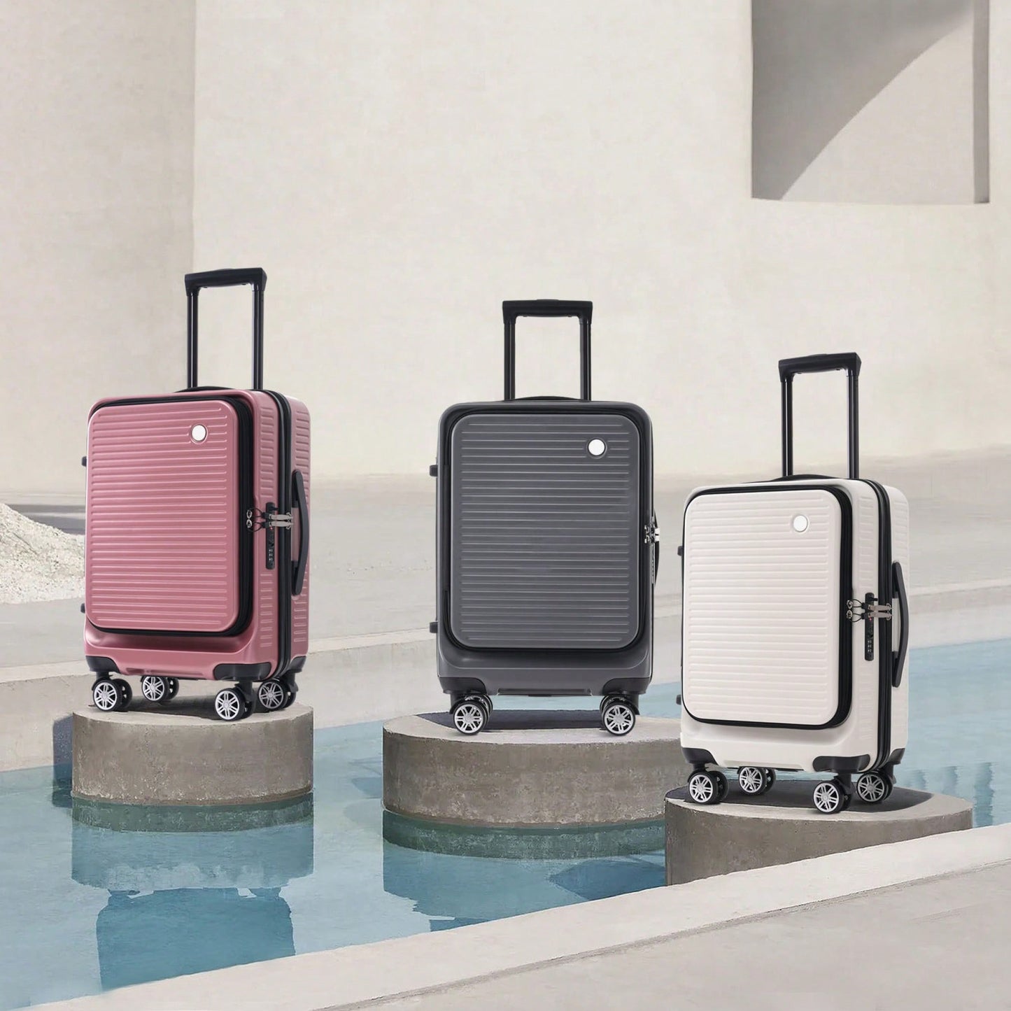 Lightweight 20 Inch Carry-On Luggage With Front Pocket USB Port And TSA Combination Lock, Ideal For Short Business Trips