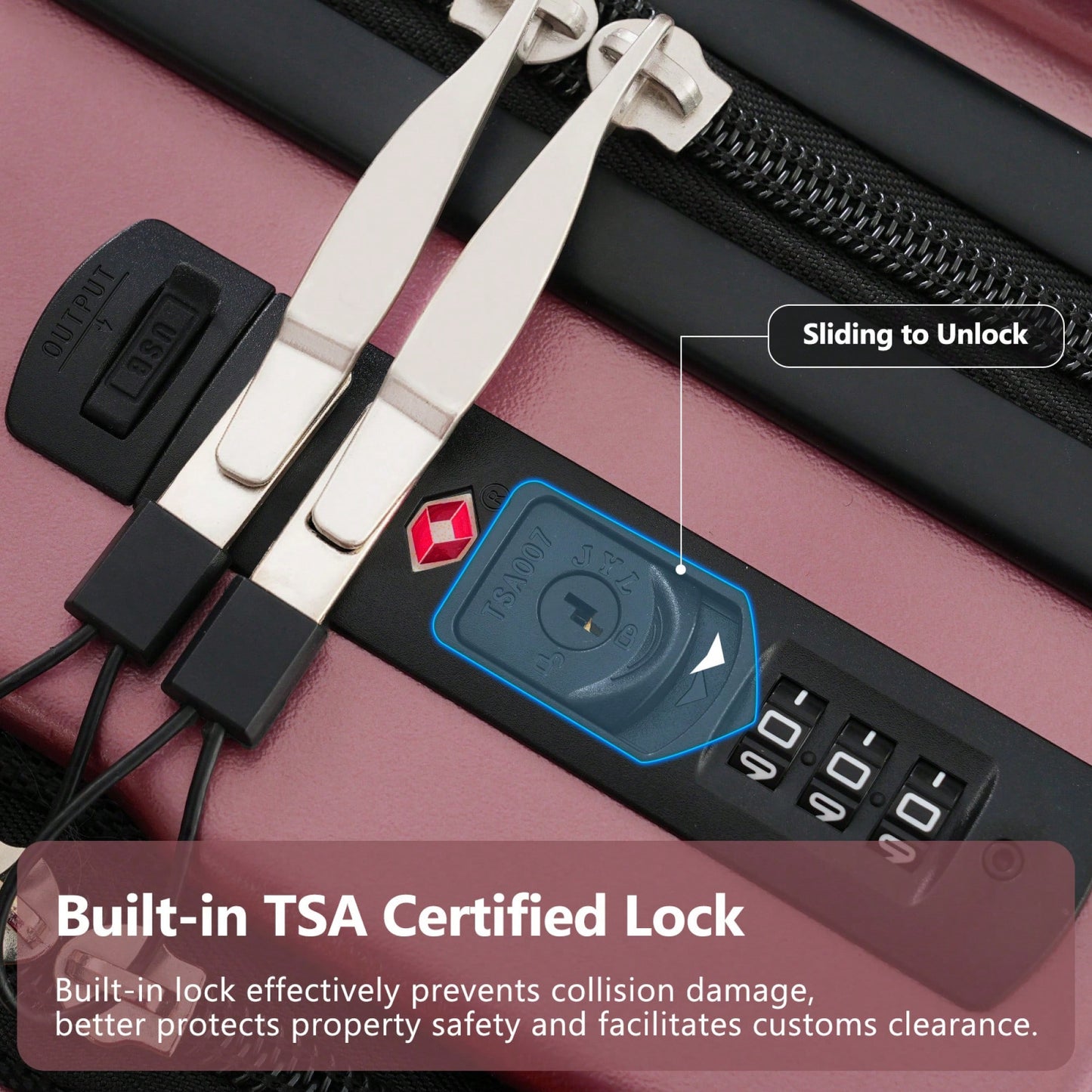 Lightweight 20 Inch Carry-On Luggage With Front Pocket USB Port And TSA Combination Lock, Ideal For Short Business Trips