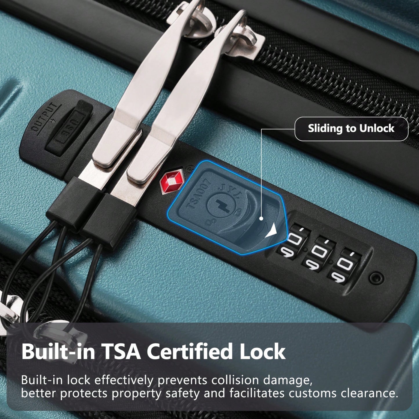 Lightweight 20 Inch Carry-On Luggage With Front Pocket USB Port And TSA Combination Lock, Ideal For Short Business Trips