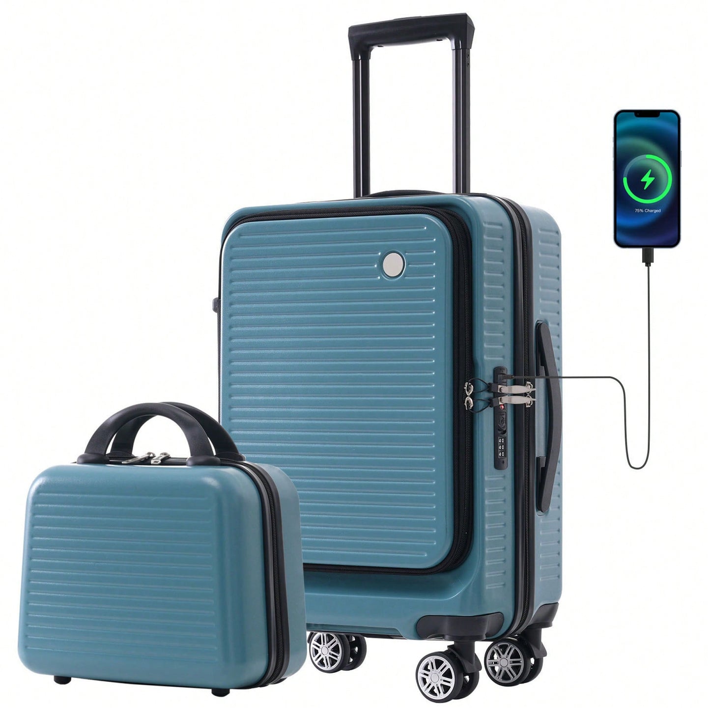 Lightweight 20 Inch Carry-On Luggage With Front Pocket USB Port And TSA Combination Lock, Ideal For Short Business Trips
